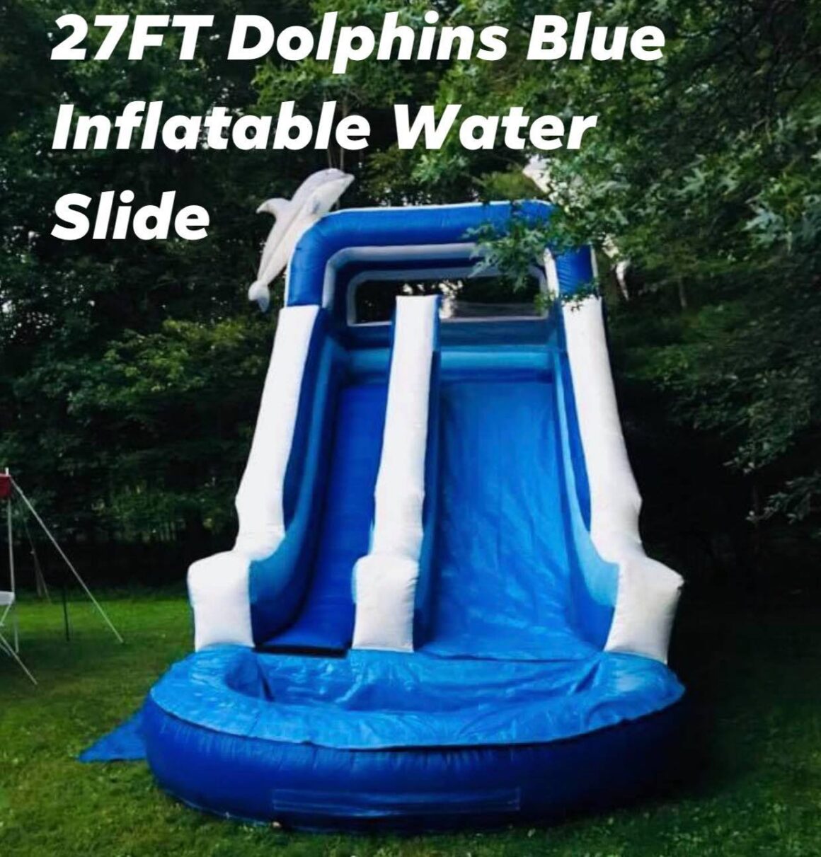 Dolphins Blue Inflatable Water Slide