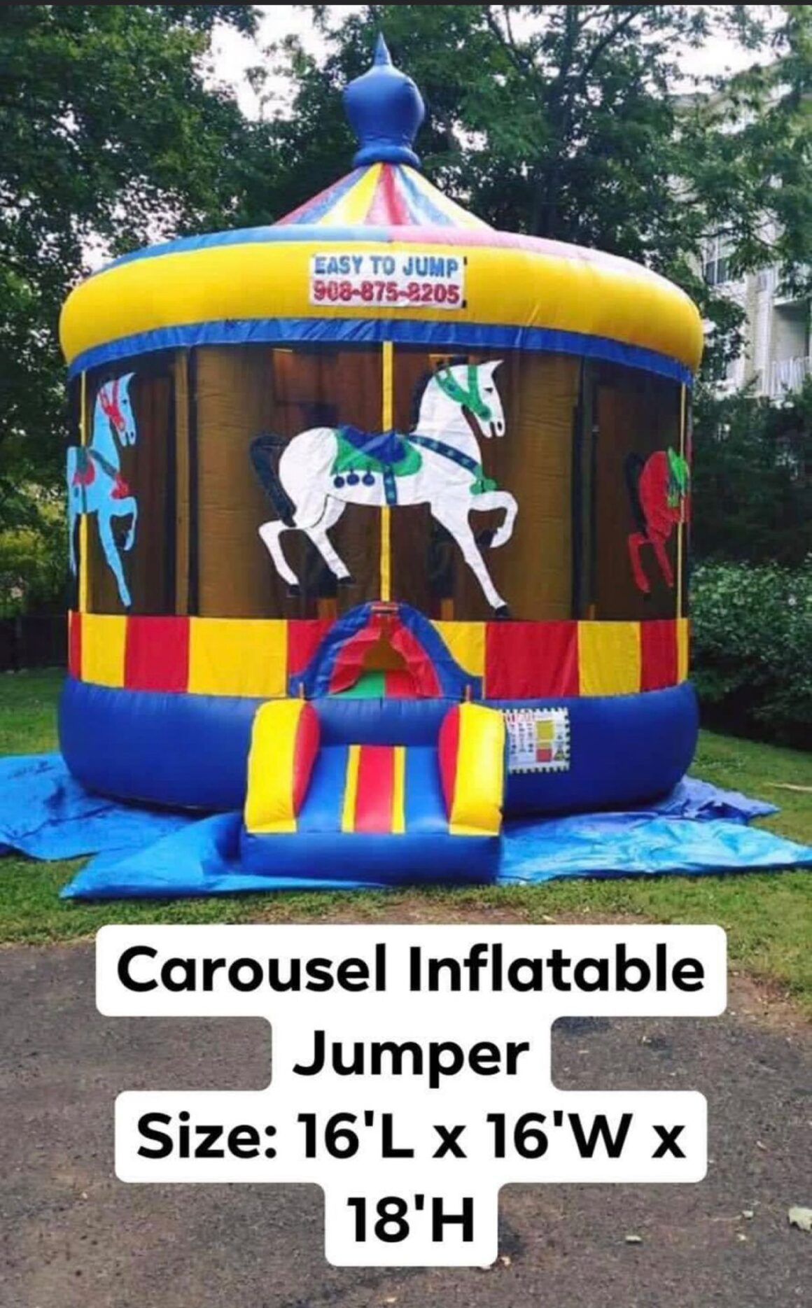 Carousel Inflatable Jumper size 16 L x 16 W x 18 H