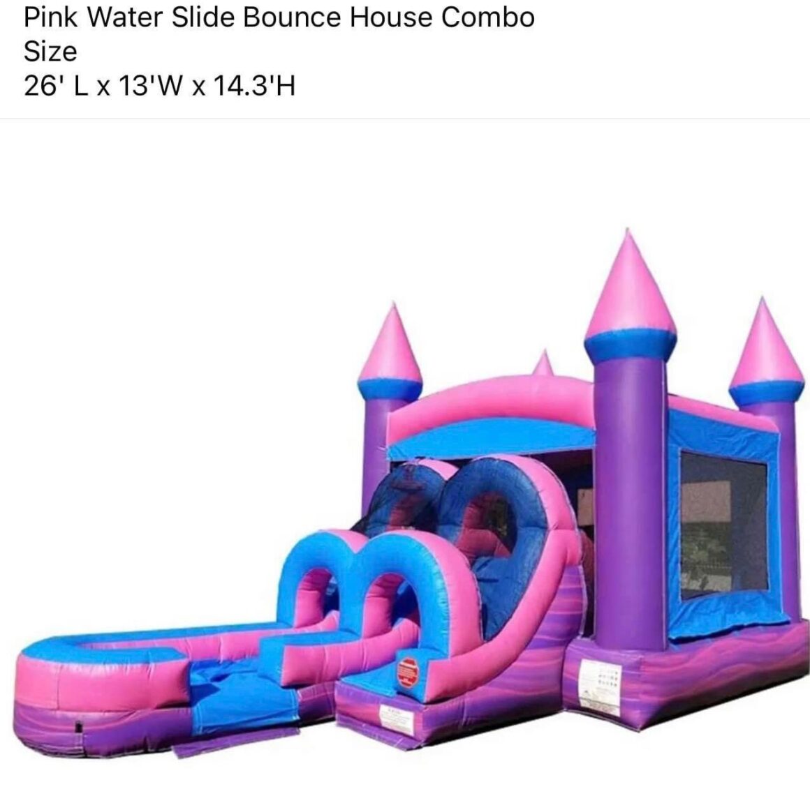 Inflatable Pink Water Slide Bounce House Combo – SIZE 26′ LX13′ WX14.3’H