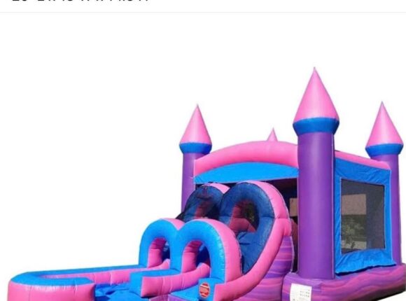 Inflatable Pink Water Slide Bounce House Combo – SIZE 26′ LX13′ WX14.3’H
