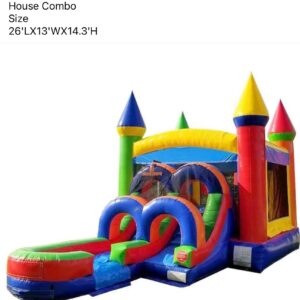 Inflatable Rainbow Water Slide Bounce House Combo - SIZE 26 LX13 WX14.3 H