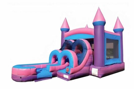 Pink Water Slide Bounce House Combo Rental
