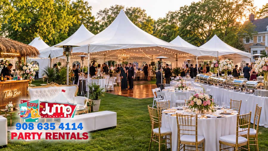 Wedding tent and party rentals for an outdoor reception in New Jersey